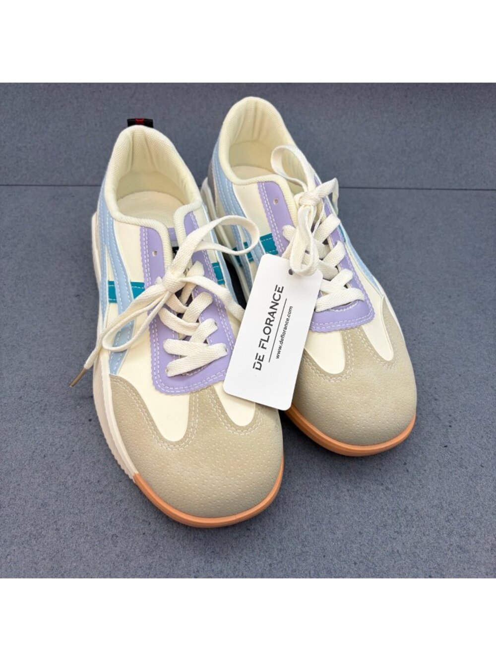De Florance Womens Colorblock Sneakers US 11 EU 42 Purple Blue Casual Lace-Up